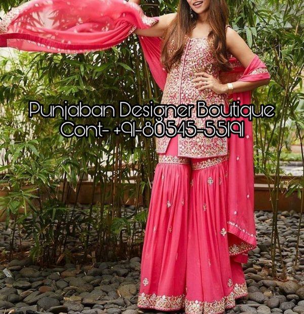 Buy Sharara Suits / Kameez online from Punjaban Designer Boutique . We have Pakistani designer Sharara dresses for party, wedding, reception and all functions.