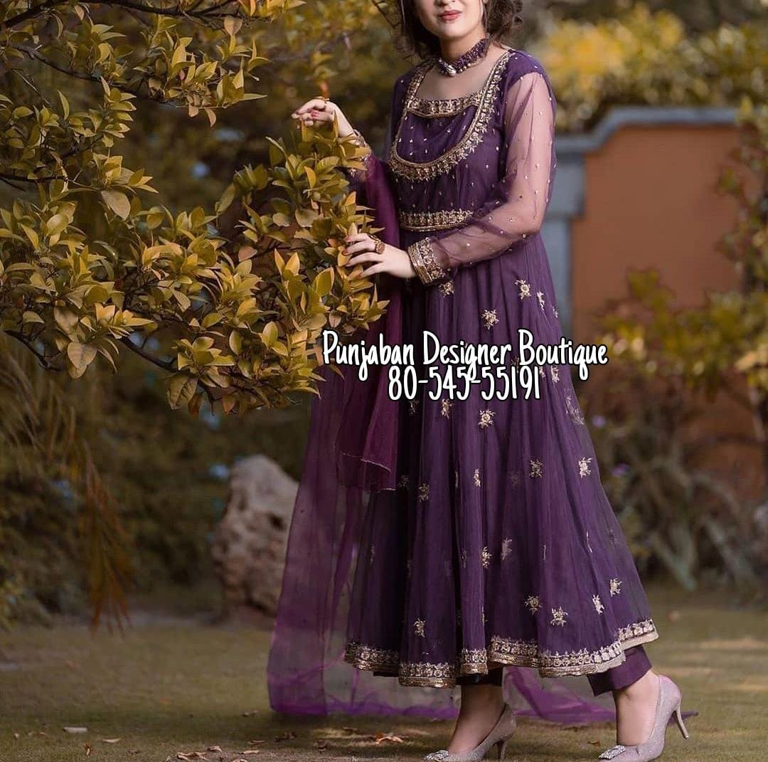 Gray Mauve Designer Heavy Embroidered Wedding Anarkali Gown | Saira's  Boutique