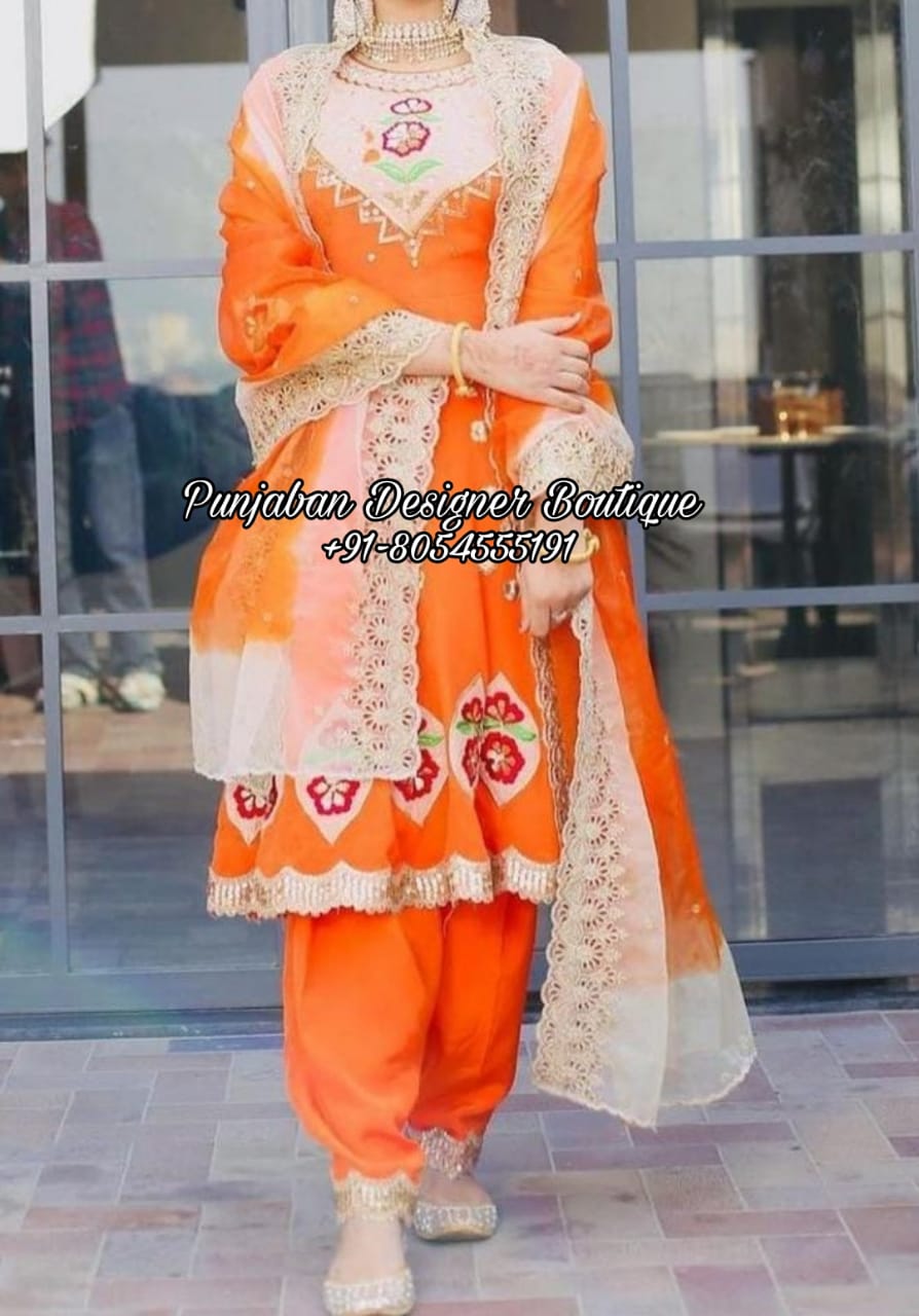 Embroidered Rayon Punjabi Suit Orange : KUR78