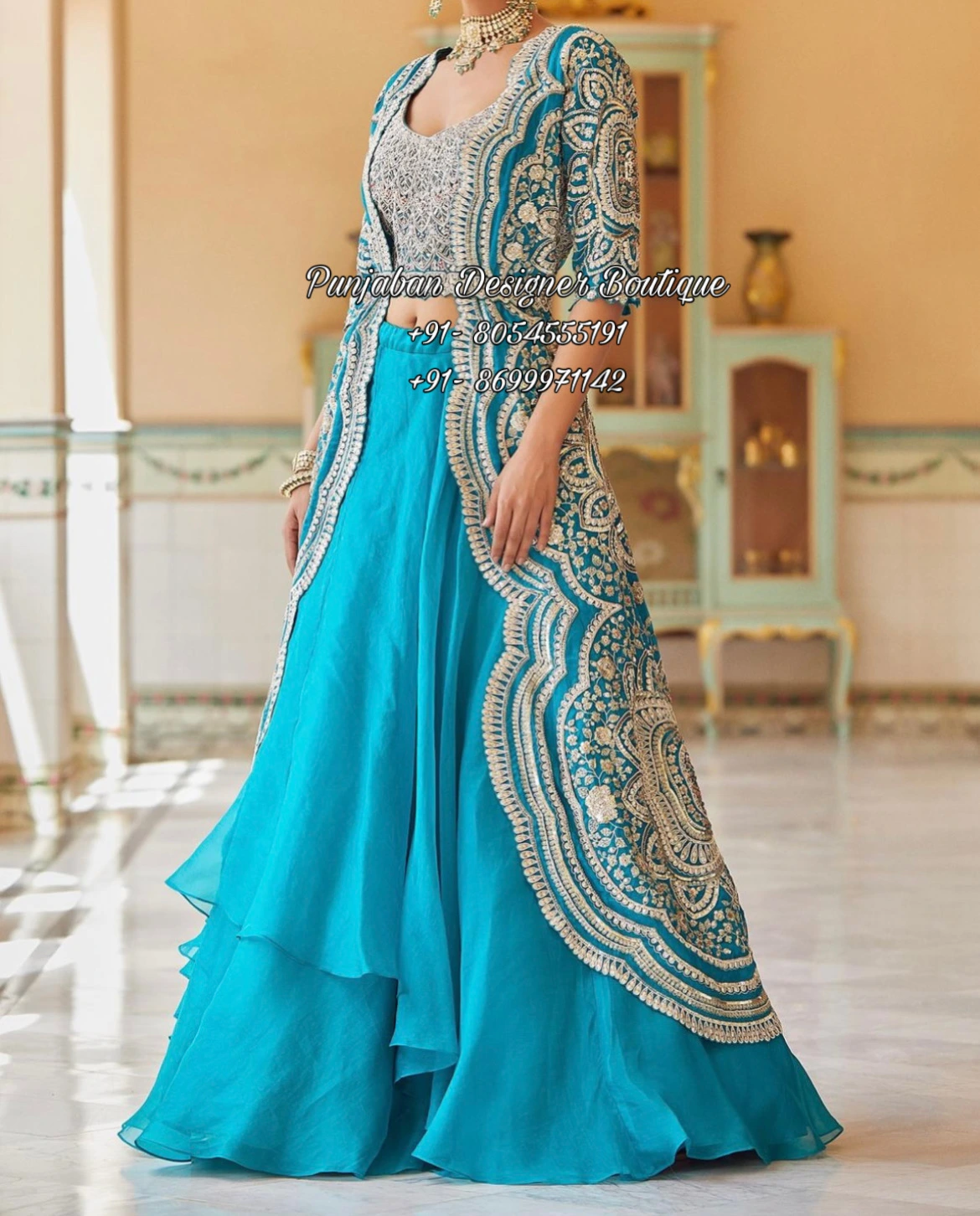 Taupe & Red Designer Embroidered Wedding Lehenga Style Anarkali Suit |  Saira's Boutique