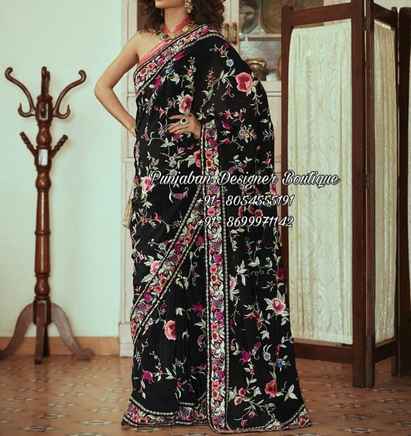 New Style Party Wear Saree, party wear indian saree, party wear designer saree,, black saree party wear